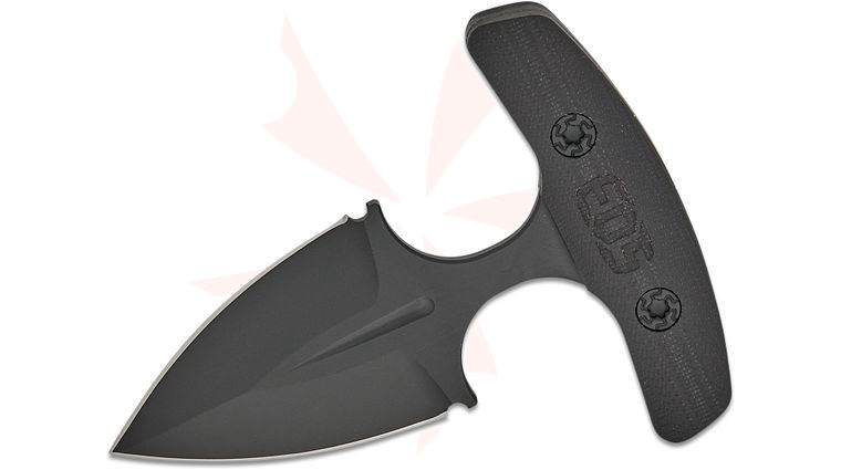 EOS Aztec Push Dagger Fixed Blade Knife 2.5 inch AEB-L Black DLC Double Edge Dagger Blade, Black G10 Handles, Black Accents, Kydex Sheath
