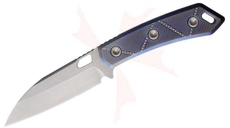 EOS Sandshark Fixed Blade Knife 3.625 inch AEB-L Satin Modified Sheepsfoot Blade, Flamed Aluminum Handles, Satin Accents, Kydex Sheath