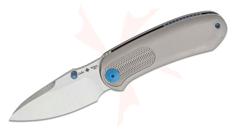 Eric Ochs Mid-Tech Lontra EDX Front Flipper Knife 2.95 inch M390 Two-Tone Drop Point Blade, Machined Titanium Handles