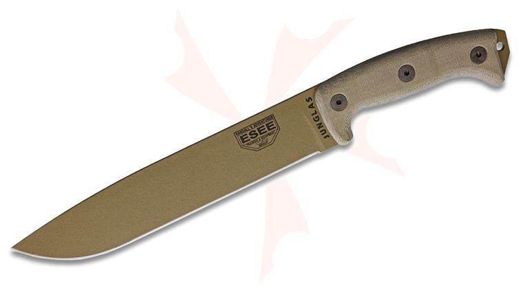 ESEE Knives Junglas Machete 10.38 inch Dark Earth Blade, Micarta Handles, Kydex Sheath