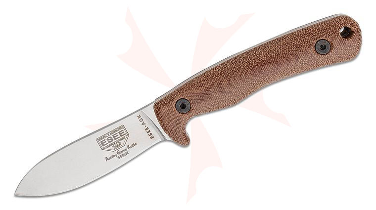 ESEE Knives Ashley Game Knife (AGK) Fixed 3.58 inch S35VN Stonewashed Blade, Brown Micarta Handles, Kydex Sheath