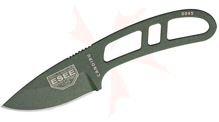 ESEE Knives CAN-OD-KIT-E Candiru Utility Fixed Blade Knife Kit 2 inch 1095 OD Green Powder Coat Drop Point Blade and Handles, Black Molded Plastic Sheath