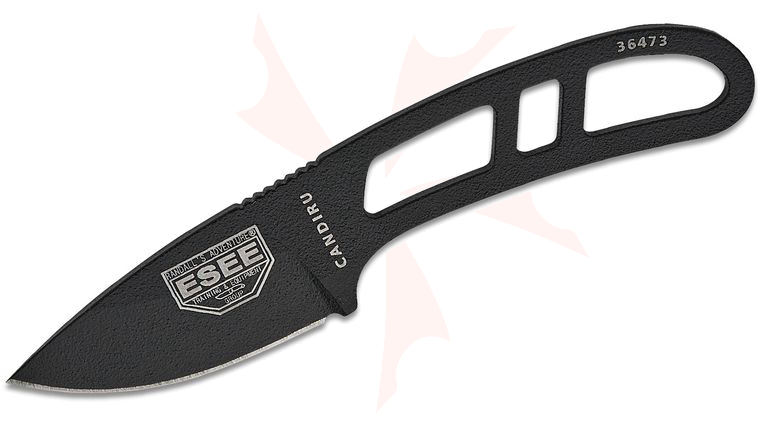 ESEE Knives CAN-B-KIT-E Candiru Utility Fixed Blade Knife Kit 2 inch 1095 Black Powder Coat Drop Point Blade and Handles, Black Molded Plastic Sheath