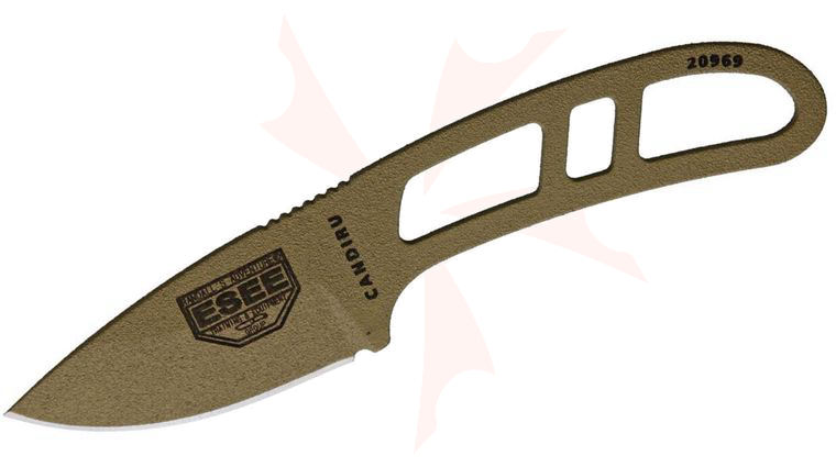 ESEE Knives CAN-DE-KIT-E Candiru Utility Fixed Blade Knife Kit 2 inch 1095 Flat Dark Earth Powder Coat Drop Point Blade and Handles, Black Molded Plastic Sheath
