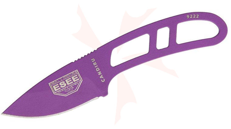ESEE Knives CAN-PURP-KIT-E Candiru Utility Fixed Blade Knife Kit 2 inch 1095 Purple Powder Coat Drop Point Blade and Handles, Translucent White Molded Plastic Sheath