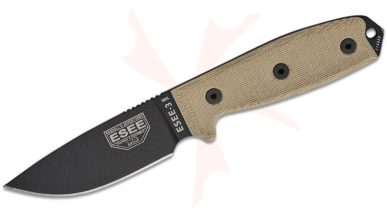 ESEE Knives ESEE-3MIL-P Plain Edge, OD Green Sheath, MOLLE Back and Clip Plate
