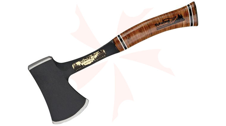 Estwing 12.75 inch Black Coated Sportsman's Axe, Stacked Leather Handle, Nylon Sheath