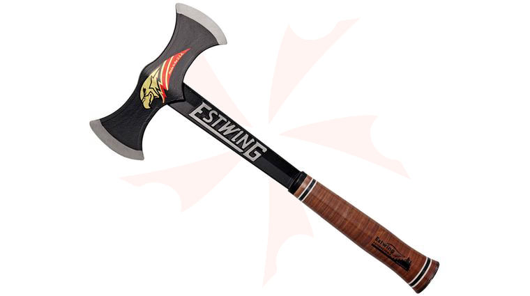 Estwing Black Eagle Double Bit Axe 16-5/8 inch Overall, Leather Handle, Black Nylon Sheath