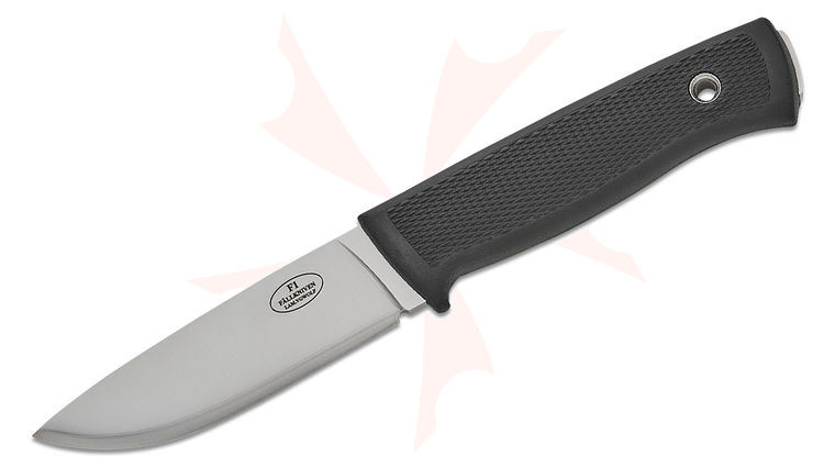 Fallkniven F1 Swedish Pilot Survival Fixed Blade Knife 3.8 inch VG-Wolf Satin Drop Point Blade, Black Thermorun Handle, Left-Handed Zytel Sheath