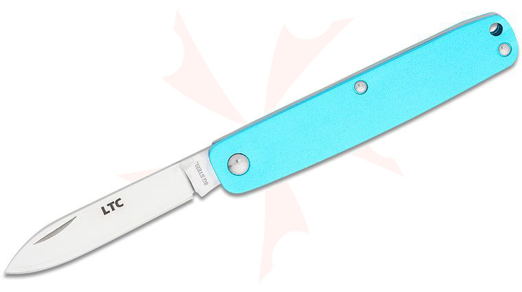 Fallkniven LTC  inchLegal to Carry inch Pen Knife 2.25 inch 3G Satin Blade, Sky Blue Aluminum Handles