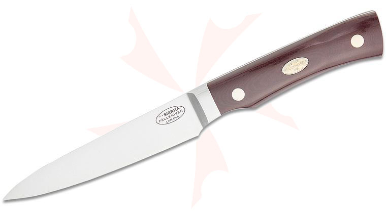 Fallkniven CMT Sierra 4.5 inch Chef's Knife, Maroon Micarta Handles