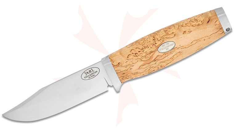Fallkniven SK1 Jarl Swedish Knife 3.8 inch 3G Blade, Curly Birch Handles, Leather Sheath
