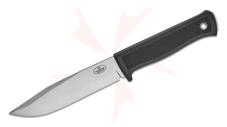 Fallkniven S1 Forest Knife 5.1 inch VG10 Satin Blade, Black Thermorun Handle and Leather Sheath