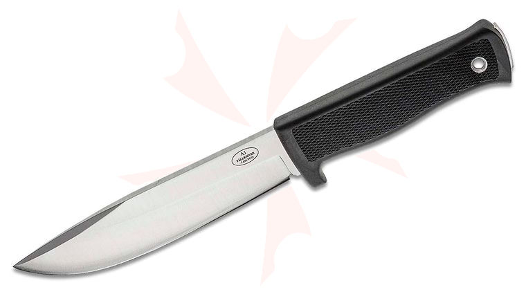 Fallkniven A1 Survival Knife 6.3 inch Satin VG10 Blade, Kraton Handles, Black Leather Sheath