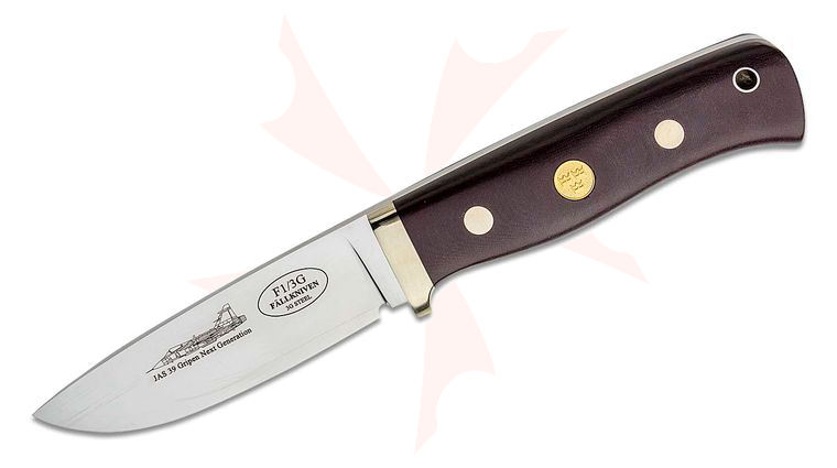 Fallkniven F1L Swedish Pilot Survival Knife Fixed 3.97 inch 3G Blade, Maroon Micarta Handles, Black Leather Sheath