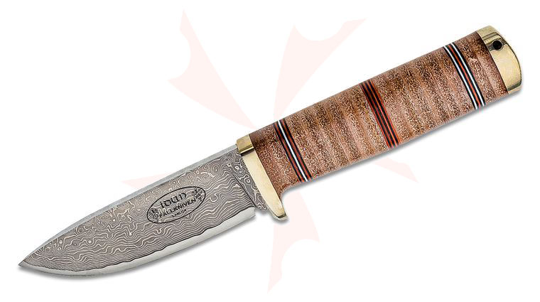 Fallkniven Northern Light NL5 Idun Cowry X 4 inch Damascus Blade, Stacked Leather Handle, Leather Sheath
