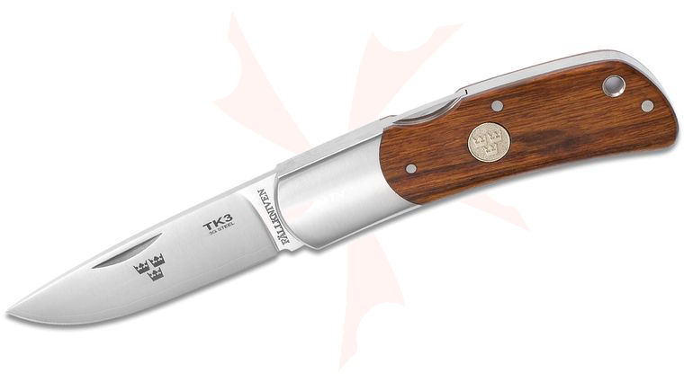 Fallkniven TK3 Tre Kronor #3 Folding Knife 2.75 inch 3G Satin Blade, Desert Ironwood Handles, Cordura Sheath