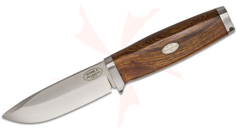 Fallkniven SK2L Embla Swedish Knife 3.94 inch Laminated CoS Satin Blade, Desert Ironwood Handles, Black Leather Sheath