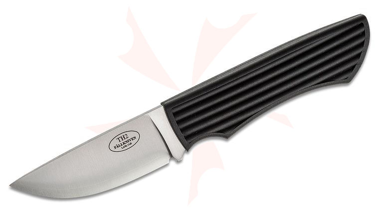 Fallkniven TH2z Taiga Hunter Fixed Blade Knife 3.25 inch Laminated CoS Satin Blade, Black Thermorun Handle, Plastic Sheath
