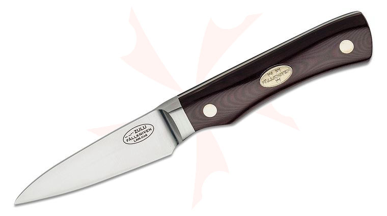 Fallkniven CMT Zulu 3 inch Chef's Knife, Maroon Micarta Handles