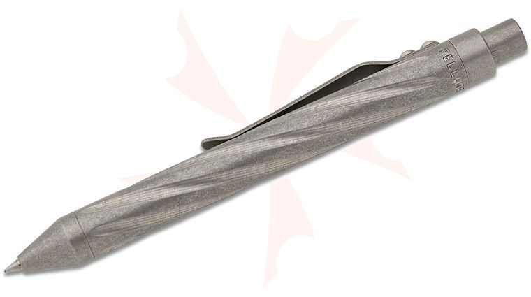 Brian Fellhoelter Custom G2 TiCkler Spiral Engraved Titanium Clicky Pen, 4.75 inch Overall