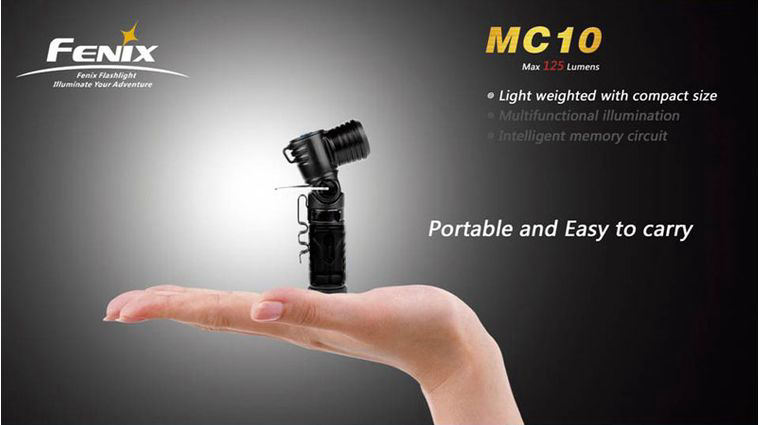 Fenix MC10 Anglelight Variable Output LED Flashlight, Strobing, Black, 125 Max Lumens