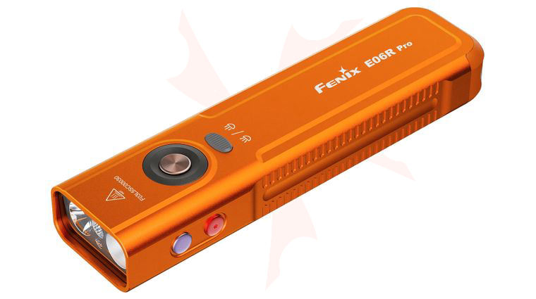Fenix E06R Pro All Metal UV and LED Keychain Flashlight, Orange, 1,600 Lumens