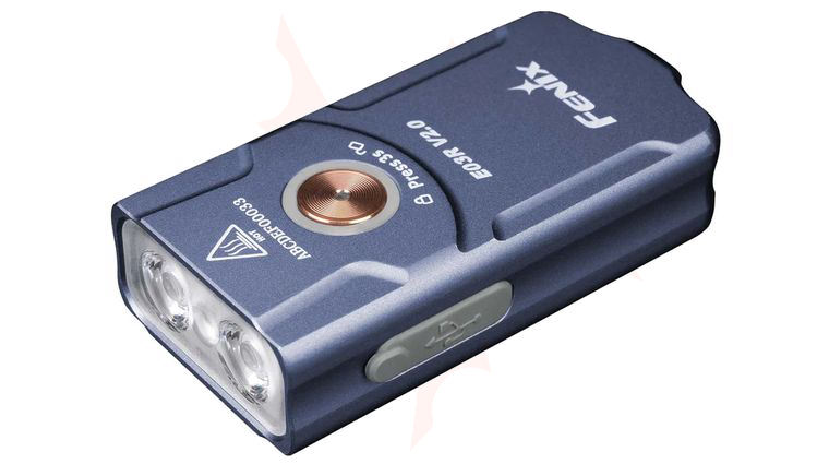 Fenix E03RV2 All Metal Mini LED Keychain Flashlight, Blue, 500 Lumens