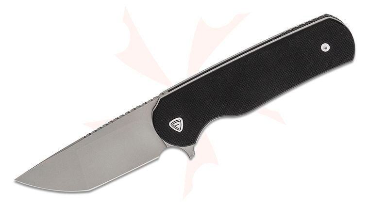 Ferrum Forge Zelex Flipper Knife 2.75 inch D2 Bead Blasted Modified Tanto Blade, Black G10 Handles