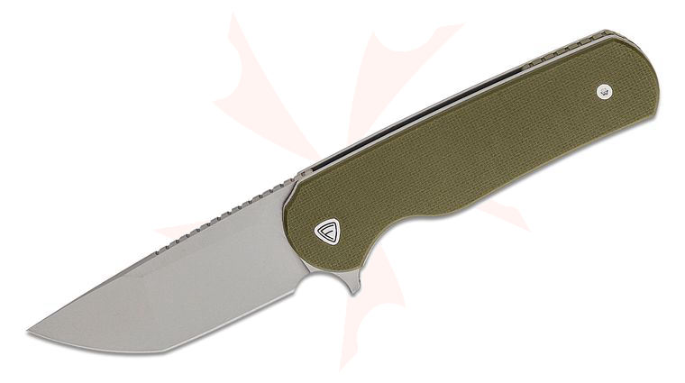 Ferrum Forge Zelex Flipper Knife 2.75 inch D2 Bead Blasted Modified Tanto Blade, Green G10 Handles