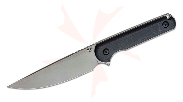 Ferrum Forge Lackey XL Fixed Blade Knife 4.5 inch 9Cr18MoV Stonewashed Drop Point Blade, Black G10 Handles, Kydex Sheath with Terzuola T-Clip