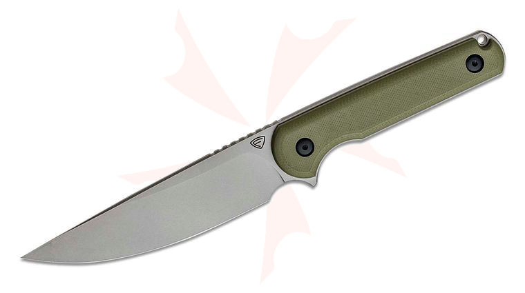 Ferrum Forge Lackey XL Fixed Blade Knife 4.5 inch D2 Stonewashed Drop Point Blade, Green G10 Handles, Kydex Sheath with Terzuola T-Clip