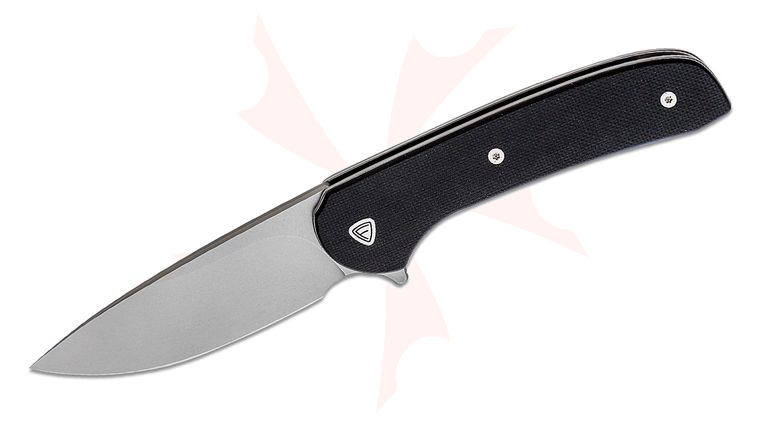 Ferrum Forge Gent 2.0 Flipper 2.9 inch Stonewashed Drop Point Blade, Black G10 Handles