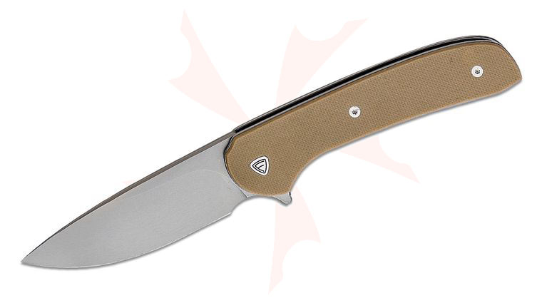 Ferrum Forge Gent 2.0 Flipper 2.9 inch Stonewashed Drop Point Blade, Tan G10 Handles