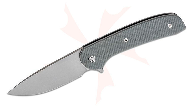 Ferrum Forge Gent 2.0 Flipper 2.9 inch Stonewashed Drop Point Blade, Gray G10 Handles