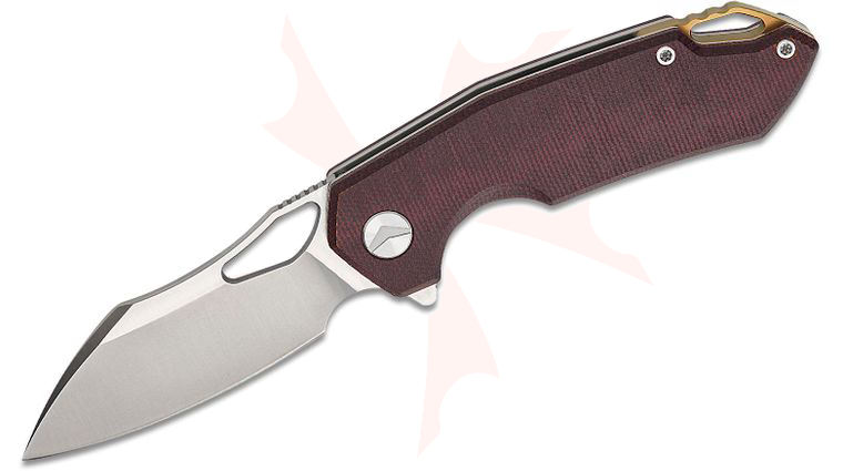 FerraMonster FM23003CP-B Glideman Flipper Knife 3 inch 154CM Satin Modified Sheepsfoot Blade, Red Canvas Micarta Handles