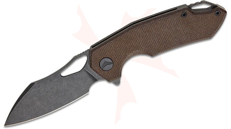 FerraMonster FM23003CP-D Glideman Flipper Knife 3 inch 154CM Black Stonewashed Modified Sheepsfoot Blade, Green Canvas Micarta Handles