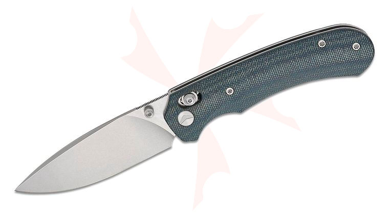 FerraMonster FM23004CP-C Spectrum Crossbar Lock Folding Knife 3.31 inch 154CM Stonewashed Drop Point Blade, Blue Canvas Micarta Handles