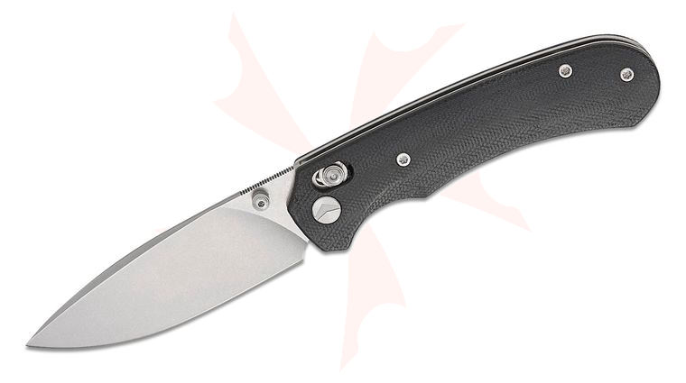 FerraMonster FM23004CP-A Spectrum Crossbar Lock Folding Knife 3.31 inch 154CM Stonewashed Drop Point Blade, Black Canvas Micarta Handles