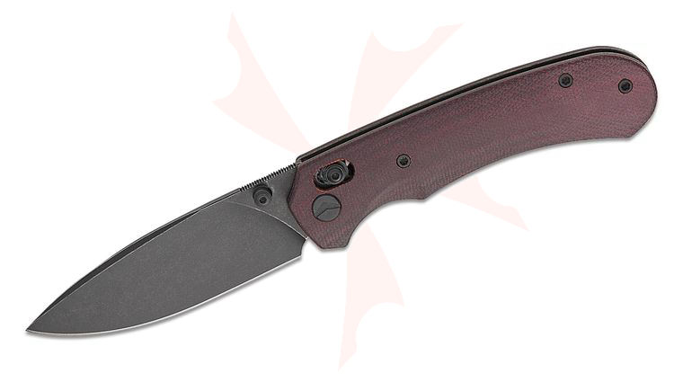 FerraMonster FM23004CP-B Spectrum Crossbar Lock Folding Knife 3.31 inch 154CM Black Stonewashed Drop Point Blade, Red Canvas Micarta Handles