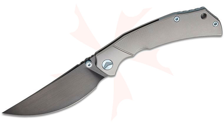 FerraMonster FM23010-B Reaver Frame Lock Folding Knife 3.88 inch S90V Black DLC Clip Point Blade, Bead Blasted Titanium Handles
