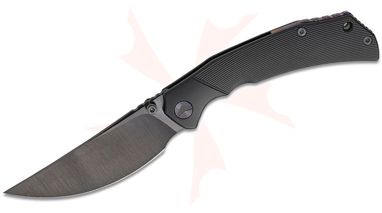 FerraMonster FM23010-D Reaver Frame Lock Folding Knife 3.88 inch S90V Black DLC Clip Point Blade, Black PVD Titanium Handles, Entropic Anodized Pocket Clip