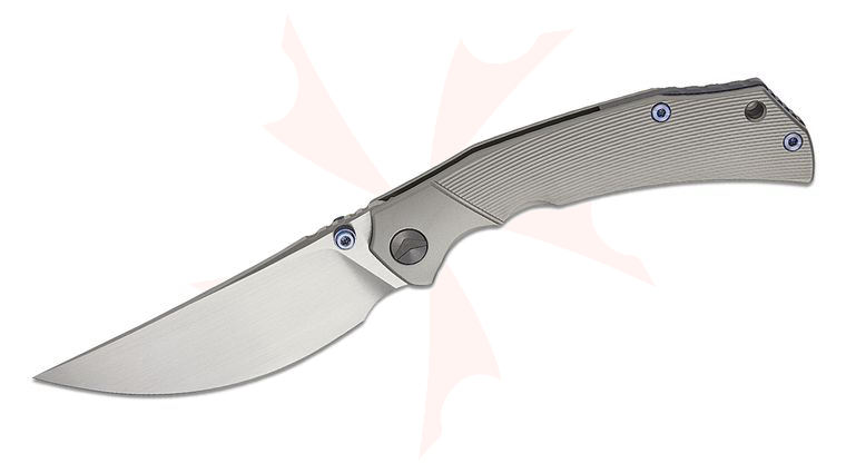 FerraMonster FM23010-A Reaver Frame Lock Folding Knife 3.88 inch S90V Hand Rubbed Satin Clip Point Blade, Bead Blasted Titanium Handles