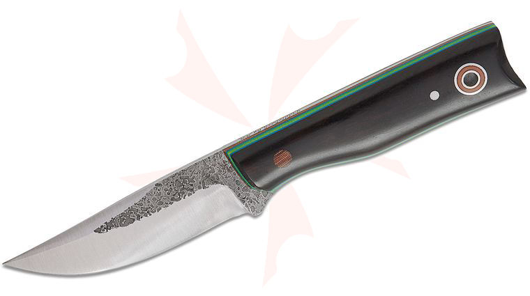 Fiddleback Forge Custom Chickadee Fixed Blade Knife 3.375 inch A2 Tapered Tang Upswept Clip Point Blade, African Blackwood Handles, No Sheath