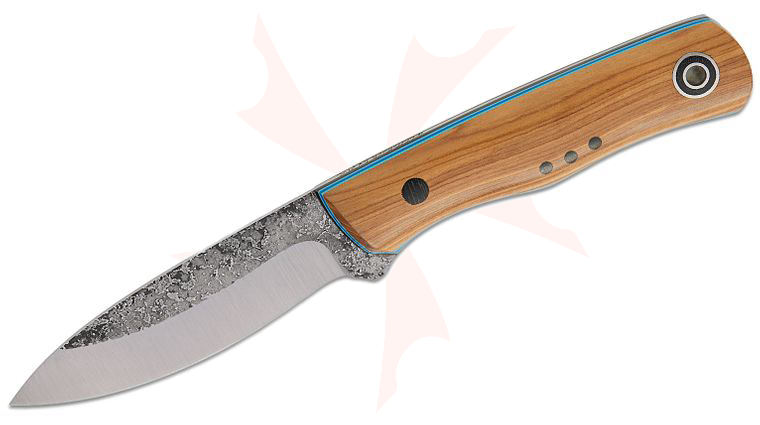 Fiddleback Forge Custom Pack Rat Fixed Blade Knife 3.5 inch A2 Tapered Tang Bolo Blade, Olive Wood Handles, No Sheath