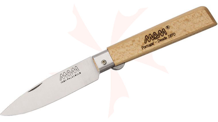 MAM Filmam 3AB Liner Locking Folder 3.25 inch Drop Point Blade, Beech Wood Handle