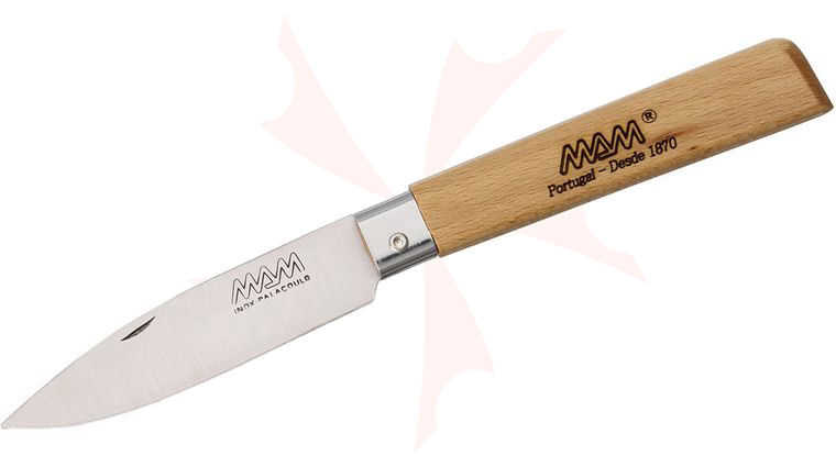 MAM Filmam 3A Folding Knife 3.25 inch Drop Point Blade, Beech Wood Handle