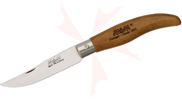 MAM Filmam 2010B Iberica's Liner Lock Folding Knife 2.95 inch Clip Point Blade, Beechwood Handle