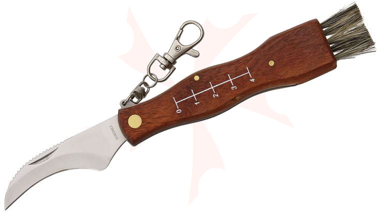 MAM Filmam 2590 Mushroom Knife 2.75 inch Hawkbill Blade, Beech Wood Handle