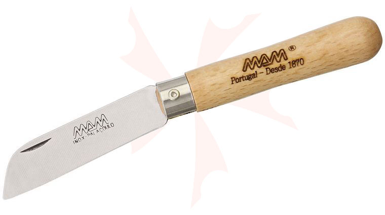 MAM Filmam 2B Folding Knife 2.25 inch Sheepsfoot Blade, Beech Wood Handle